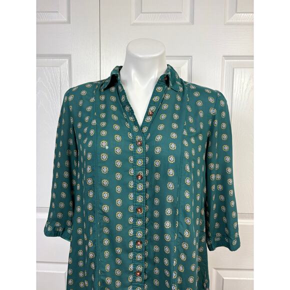 Anthropologie Maeve Monika Tunic Top Teal XS Button Down - Picture 3 of 11